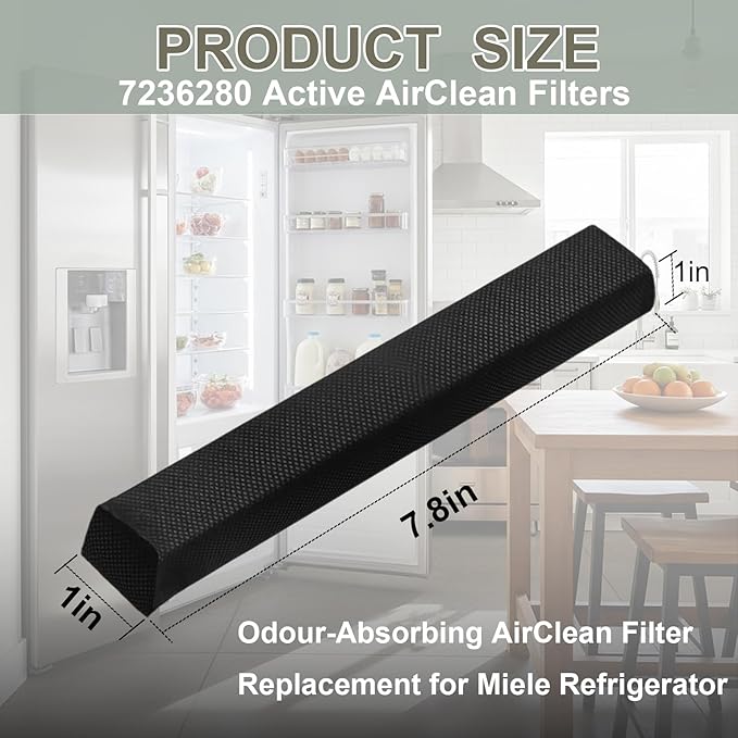2Pcs 7236280 Active AirClean Filter Compatible with Miele Refrigerator, Odor-Absorbing Activated Carbon Air Filter Replacement for Refrigerators & Freezers