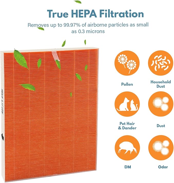 116131 True HEPA Replacement Filter I Compatible with Winix C555 Air Cleaner Purifier, H13 Grade True HEPA Filter Only, Compares to Winix 116131 Filter I (2 Pack)