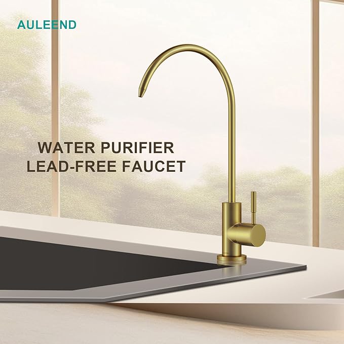 Brass Reverse Osmosis Faucet, Sink Water Filter System, Suitable for Most Reverse Osmosis or Water Filtration Systems, Kitchen bar Sink Drinking Faucet (Gold)