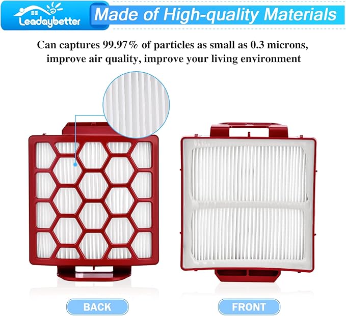 Leadaybetter Vacuum Filter Replacement for Shark Navigator Pet Plus NV150, NV251, NV255 and Zero-M Self-Cleaning Brushroll Pet Pro ZU60, ZU62, ZU62C Upright Vacuum, Part 1238FT60 & 1239FT60