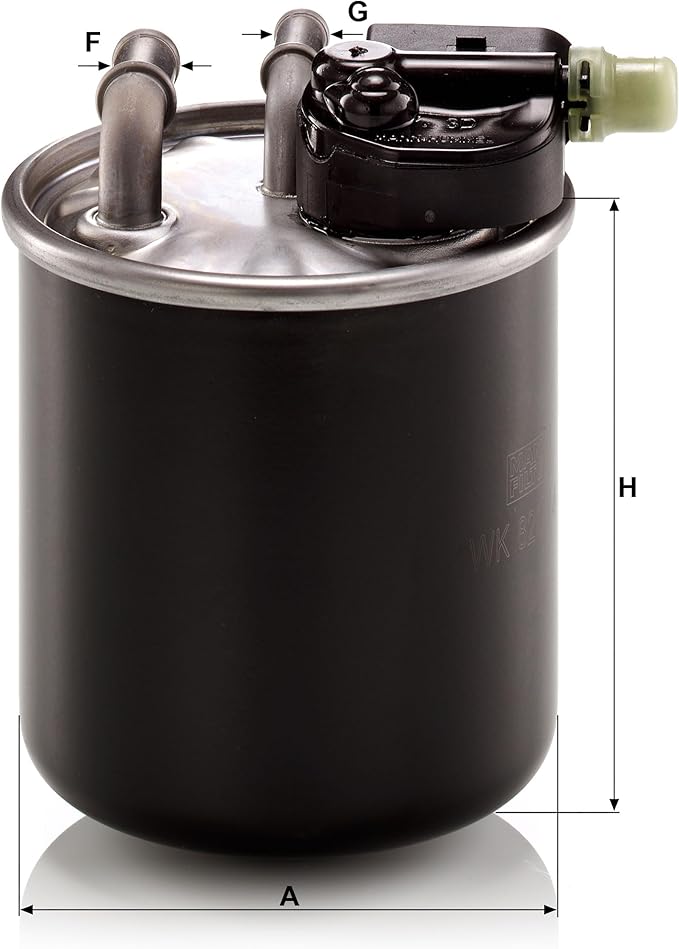 MANN-FILTER WK 820/14 Fuel Filter Compatible With Select Sprinter Models from Mercedes-Benz With Short Water Drain Connector With Lock Assembly and Heater