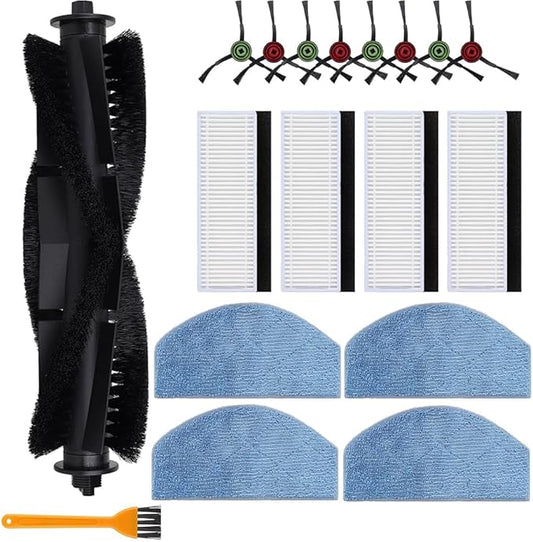 Replacement Parts for Tikom G8000/G8000 Pro/HONITURE G20 Robot Vacuum Cleaner - Spare Accessories - 1 Main Roller Brush 8 Side Brushes 4 HEPA Filters 4 Mop Pads and 1 Brush