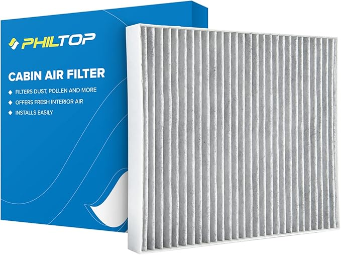 PHILTOP Cabin Air Filter w/Activated Carbon, Compatible with CF10743 Dodge Grand Caravan, Chrysler Town & Country, Nissan Frontier, TITAN, Armada, TITAN XD, GT-R, INFINITI G37, Q50, G35, QX50, QX80