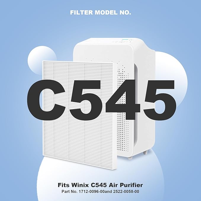 8 Pack C545 Replacement HEPA Filter S Compatible with Winix C545 Air Purifier, Replaces Part 1712-0096-00 and 2522-0058-00, Only