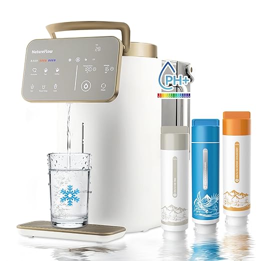 NatureFlow Y60EC Cold Reverse Osmosis Water Mineralization System — Featuring Natural Mineral Activation, 10-Stage RO Filtration, Ultra Dual UV, Alkaline Water,4:1 Pure-to-Drain Ratio