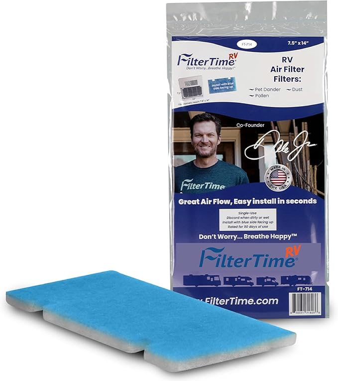 FilterTime RV FT-714 RV Air Filter 7.5”x14” AC Filter Replacement for Dometic Air Grille (1 filter per pack) MERV 6 Replaces Original Standard Air Filter | Made in USA…