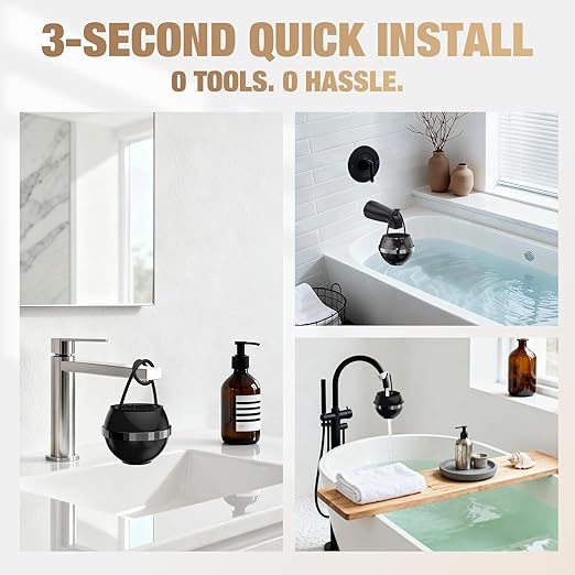 Luxury Version Bath Water Filter for Tub Faucet with Overflow,3,000 Gallons Filtration,Remove Contaminants,Chlorine,Fluoride,Hard Water Softener,Enhances Health of Skin,Hair,Nails,Relieve Eczema,Black