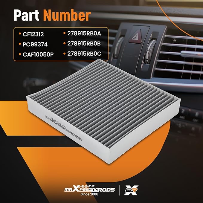 maXpeedingrods CF12312 Cabin Air Filter for Nissan Altima, Rogue, Sentra, Kicks, Versa, Pathfinder; for INFINITI QX50, QX60, QX80, Replacement for PC99374, CAF10050P