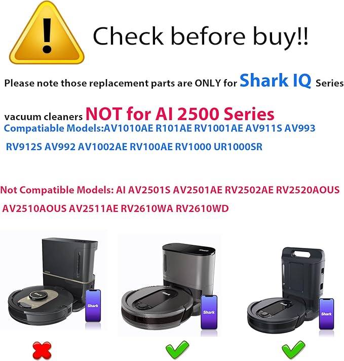 24pcs Big-Kit Replacement Part Accessories Compatible for Shark IQ R101AE RV1001AE AV912S AV1002AE RV100AE UR1000SR Side/Sweep Brush Filter Main/Roller/Cover/Self-Clean Base Filter