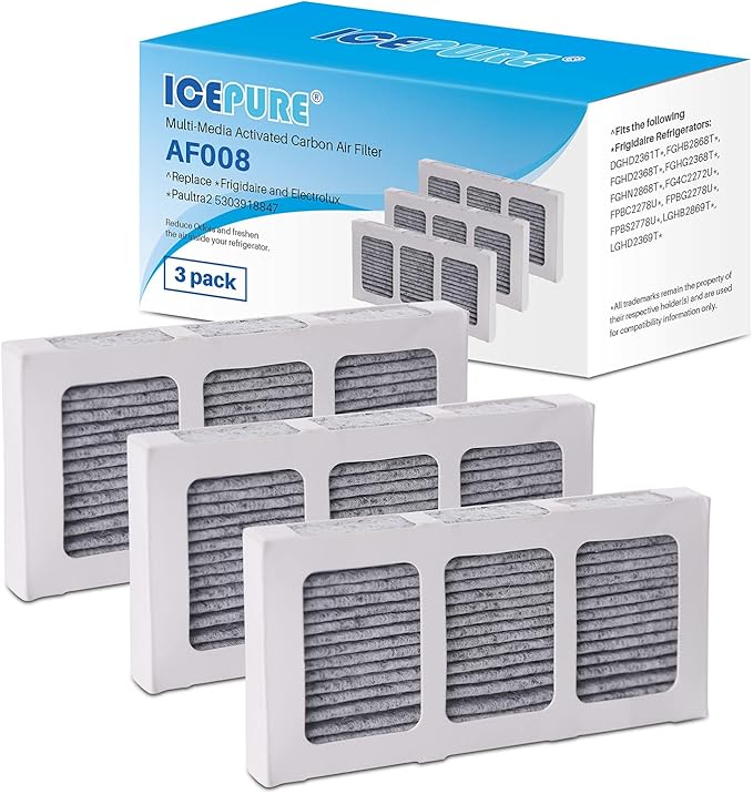 ICEPURE Refrigerator Air Filter Replacement for Pureair Ultra 2, Pure Air Ultra 2, Pureair Ultra ii, Electrolux 242047805 5303918847 PAULTRA2 PD00044143 PS12364179 EAP12364179 AP6285787 4582822, 3PACK