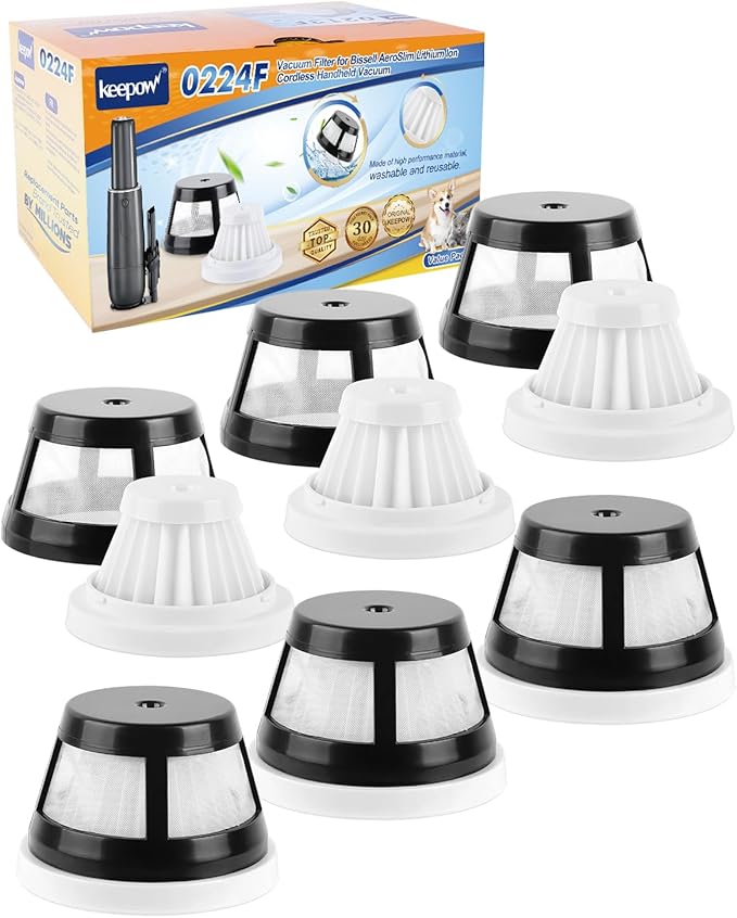 KEEPOW Replacement Vacuum Filter Compatible with BISSELL AeroSlim Cordless Handheld Vacuum 29869, 29861, 29867, 29868, 2986, Part# 1624405, 6 Pack