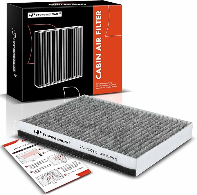 A-Premium Cabin Air Filter with Activated Carbon Compatible with Kia Models - Soul 2014 2015 2016 2017 2018 2019, Soul EV 2015-2019 - Behind Glove Box - Replace# 97133-B2000, 97133B2000