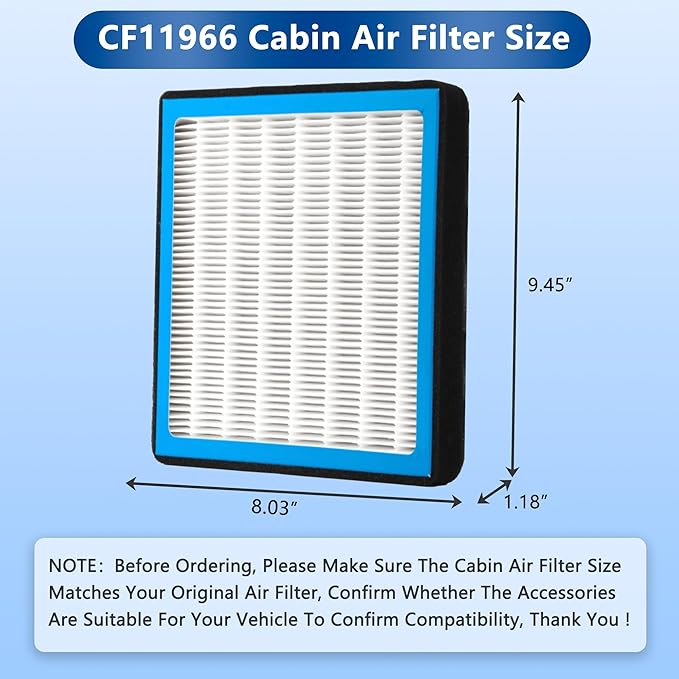CF11966 Cabin Air Filter with Activated Carbon For Chevy Silverado 1500 2500 3500 HD Tahoe Colorado Cruze Equinox Impala Malibu Blazer Traverse & Buick Cadillac GMC 2016 2017 2018 2019 2020 2021 2022