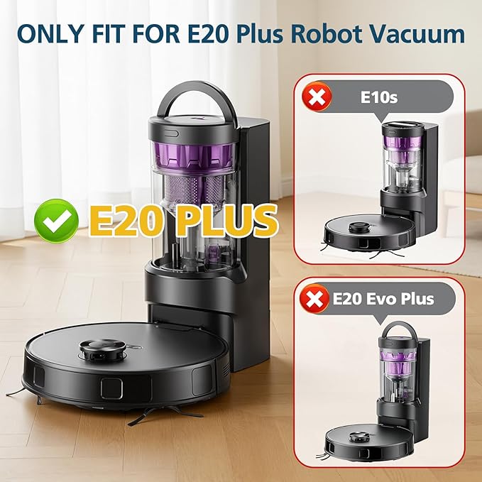 19 Packs Replacement Parts Only for Eureka E20 Plus Robot Vacuum Cleaner, 2 Main Roller Brushes, 4 HEPA Filters, 4 Mop Pads, 8 Side Brushes, 1 Cleaning Brush Accessories Kit