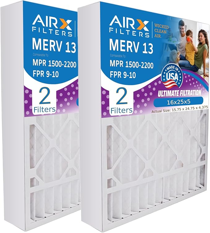 AIRX FILTERS WICKED CLEAN AIR. 16x25x5 Air Filter MERV 13 Compatible with Lennox X6670 Air Filter 2 Pack