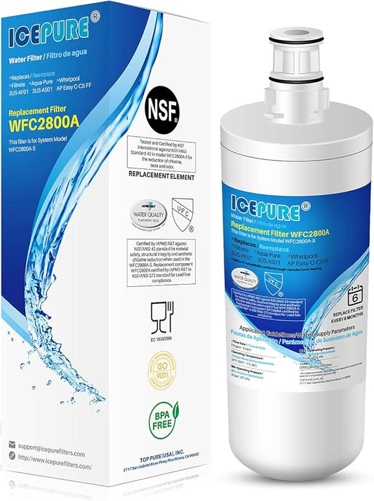ICEPURE NSF/ANSI 42 3US-AF01 Under Sink Water Filter, Compatible with Standard Filtrete 3US-AF01, 3US-AS01, Whirlpool WHCF-SRC, WHCF-SUFC, WHCF-SUF, Pack of 1