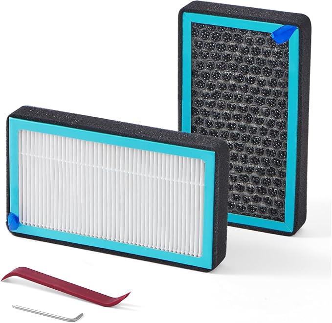 2 Pack Cabin Air Filter with Activated Carbon,Compatible with Tesla Model 3 &Model Y HEPA Cabin Air Filter Accessories(2016-2025) &Cabin Air Filte Replacement Accessories with Install Tools