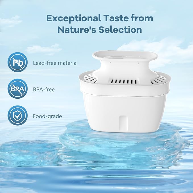 Water Pitcher & Dispenser Replacement Filter, Compatible with HEYAXA Water Pitcher, Removes Fluoride, Lead, Forever Chemicals, Heavy Metals, Chemicals, Industrial Pollutant (White, 1 Count)