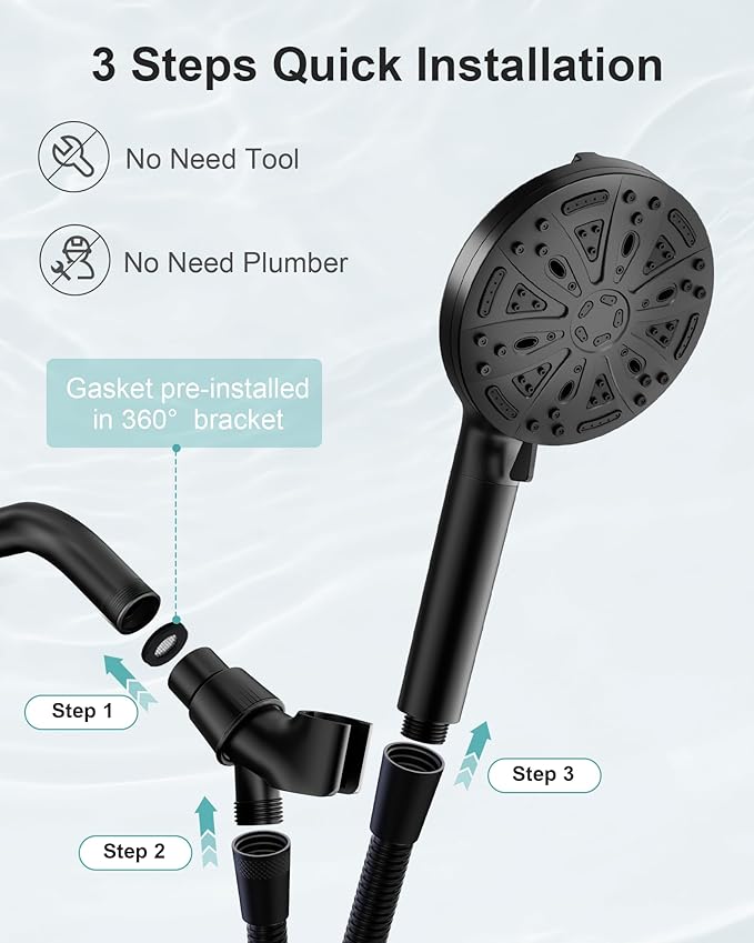 Filtered Shower Head with Handheld, FunnyAir 5" High Pressure Shower Heads, Handheld Shower Head with 5-PCS Filters for Hard Water - Remove Chlorine (5 Filters, Matte Black)