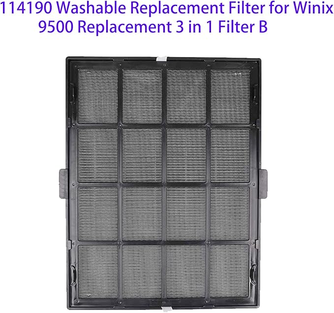 114190 Replacement Filter B for Winix 9500 U300 P300 WAC5300 WAC5500 WAC9000 WAC9500 WAC5000 WAC5000b WAC6300 Air Purifiers, Black