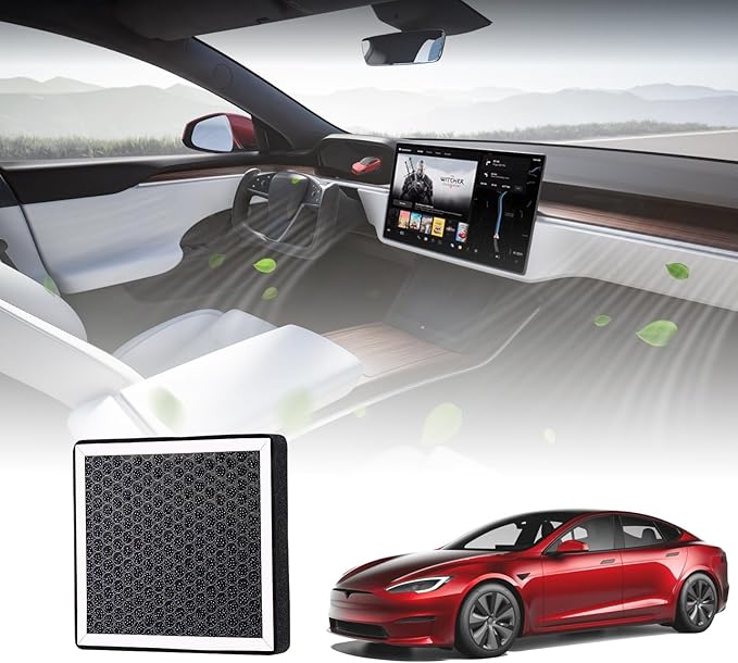 BASENOR 2026 Upgrade Tesla Model S Model X Cabin Air Filter HEPA Replacement Filter Activated Carbon (Proprietary Design) Tesla Model S Plaid Model X Plaid Accessories 2022-2026