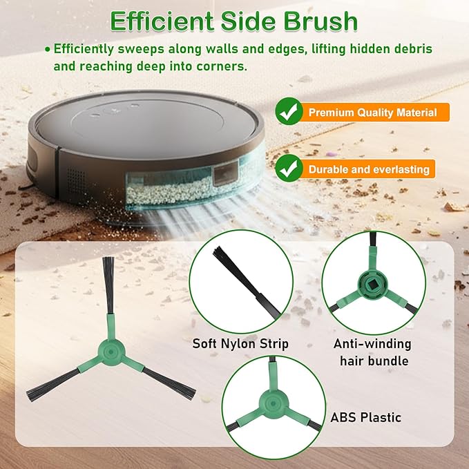 Y0140 Replacement Parts Accessories Compatible with iRobot Roomba 104/105 Combo, Y0110, Y0112, Roomba Essential Vac 2 Q0520, Q0120, 2 Roller Brush, 6 Hepa Filters, 8 Side Brush, 1 Cleaning Brushes