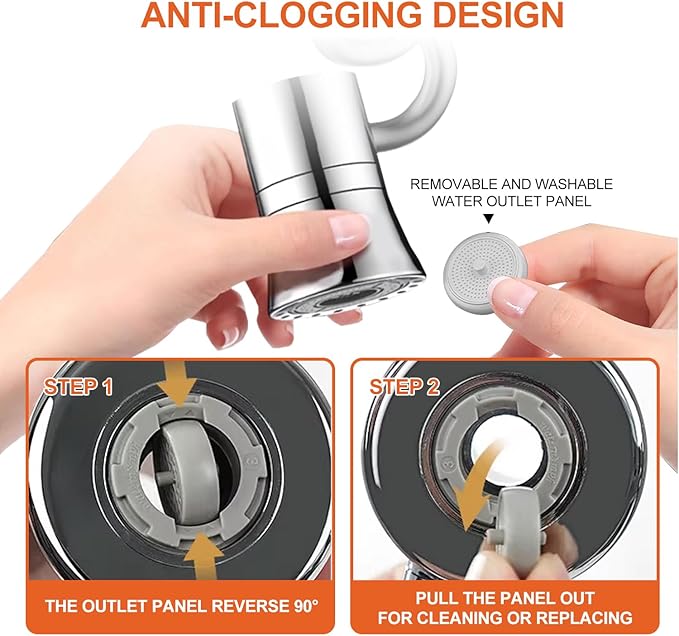 Metal Faucet Extender Aerator for Bathroom Sink - Faucet Sprayer Attachment with Stretchable Hose - 2 Mode Sink Sprayer Attachment for Faucet - Anti-Clogging Design