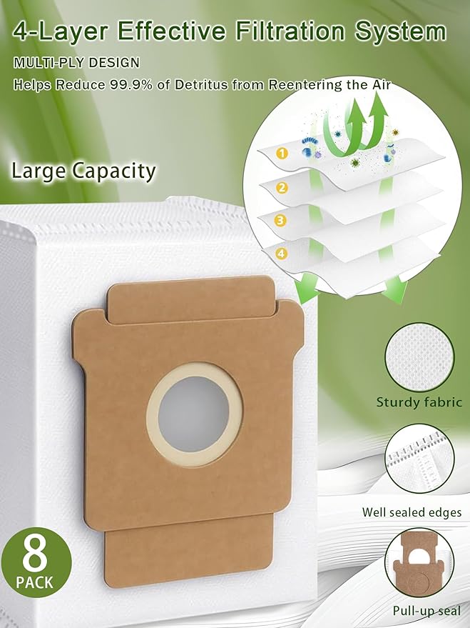 Max 705 & 504 Replacement Parts for iRobot Roomba Max 705 Vac, Roomba Plus 504 Vac Robot Vacuum. Accessories Kit with 8 Dust Bags, 2 Rubber Rollers, 4 HEPA Filters, 6 Side Brushes