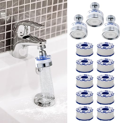 13 Pcs Sink Water Filter Faucet Set, 360 ° Rotating Bathroom Sink Filter, Kitchen Sink Faucet Water Filter Removes Chlorine Fluoride Hard Water Faucet Extender for Home Kitchen & Bathroom