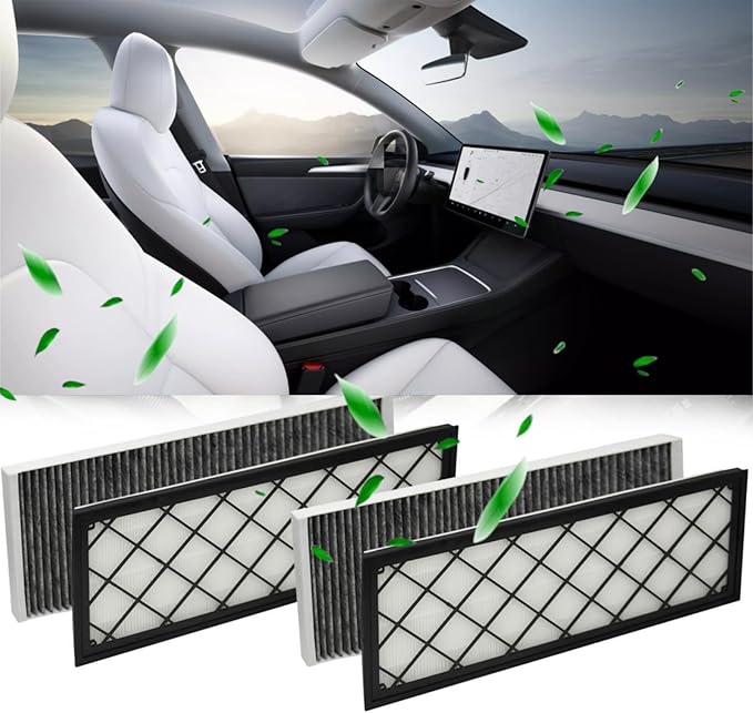 1658375-00-A 1658376-00-A Cabin Air Filter,Air Intake Filter with Activated Carbon,Fit for Tesla Model Y 2020-2024 Replace 1658375-00-A 1658376-00-A(4PCS)