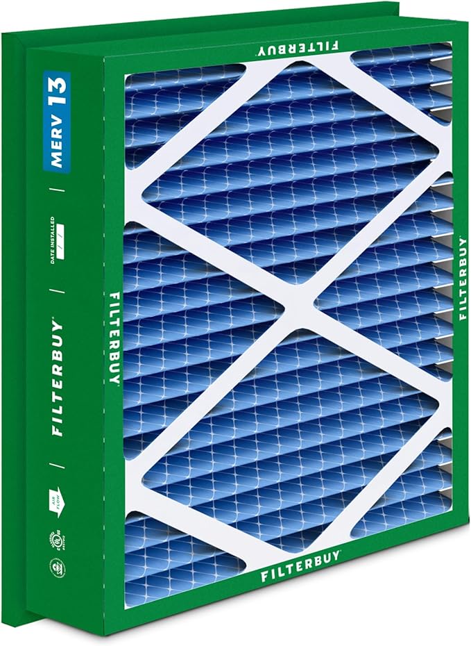 Filterbuy 24x24x5 Air Filter MERV 13 Optimal Smoke & Allergy Defense (4-Pack), Electrostatic Pleated HVAC AC Furnace Filters Replacement for Honeywell Return Grille (Actual Size: 22.38 x 22.38 x 4.38)