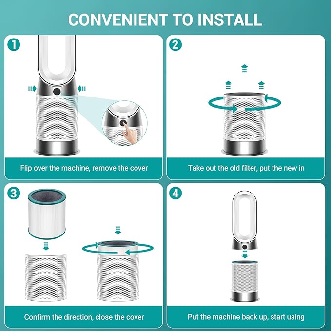 2 Pack TP01 HEPA Replacement Filter Compatible with Dyson Tower Purifier Pure Cool Link TP01, TP02, TP03, AM11, BP01 Models, Compare to Part 968126-03, Replacement Air Purifier Filter