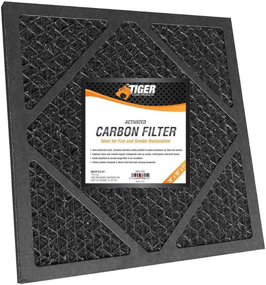 Tiger Tough HEPA 500 Activated Carbon Filter 16x16x1 – Replacement Air Purifier Filter for Air Scrubbers, Odor Removal & VOC Control – Compatible with HEPA Air Purifiers & Home Air Filters - Pack of 4