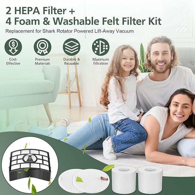NV752 AZ1002 Replacement Filters for Shark Rotator Powered Lift-Away Vacuum NV650 NV650W NV651, NV652 NV750W NV751, NV752 NV831 NV835 AX950 AX951 AX952 ZU632 AZ1000W AZ1002 AZ1002BRN, XFF650 & XHF650