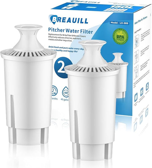 Water Filter Replacement Compatible With Brita® Filter, Classic, OB03, Mavea® 10700, 35557, Water Pitcher Filter by BREAUILL, NSF Certified Pitcher Water Filter (2PCS, Classic Style)
