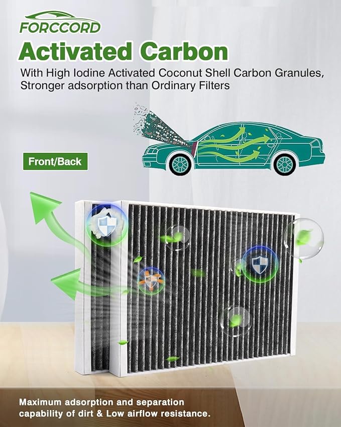 2-Pack Cabin Air Filter Fits for 2018-25 Audi Q5, 2017-26 Q7, 2017-25 A4, 2018-19 A5 Quattro, 2017-25 A4 Quattro, 2017-26 Q7 Activated Carbon Cabin Filter Replacement Car Accessories