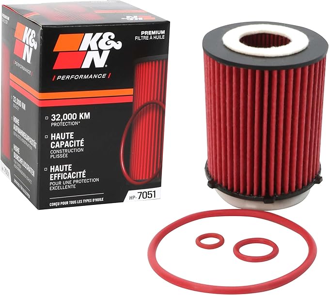 K&N Premium Oil Filter: 20,000 Mile Engine Protection, High Capacity/High Efficiency: Compatible with 2003-2023 Infiniti/Merecedes Benz: (See Product Description for Select Models) HP-7051
