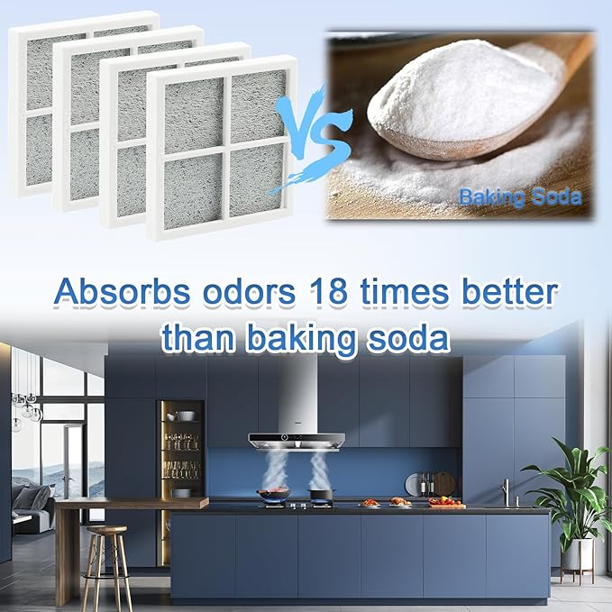 LT120F Replacement Refrigerator Air Filter, Refrigerator Filter Replacement Compatible with LG Kenmore Elite 469918, 9918, ADQ73214402, ADQ73214403, ADQ73214404, ADQ73334008 - (4 Pack)