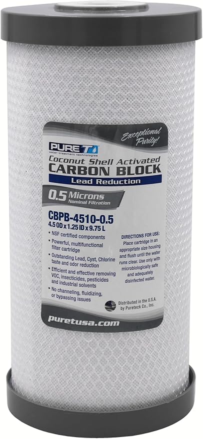 4.5" X 10" LEAD REDUCTION CARBON BLOCK FILTER AT 0.5 MICRON