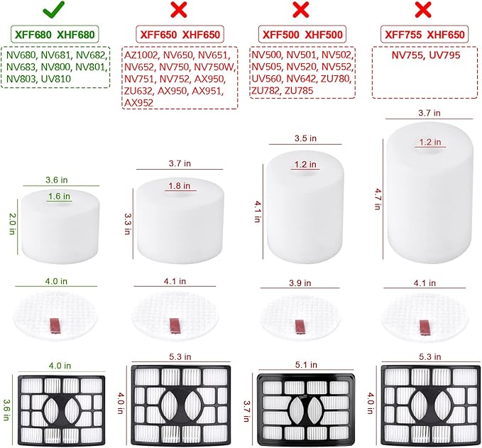 Leadaybetter 2 + 4 Pack Replacement Filters for Shark Rotator DuoClean Powered Lift Away Speed NV680 NV681 NV682 NV683 NV800 NV801 NV803 UV810, Compare to Part # XFF680 &XHF680