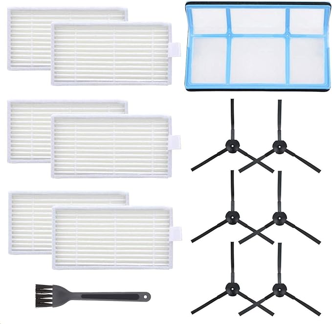 Vacuum Filter Kit Replacement for Robotic Vacuum ILIFE V3 V3S V5 V5s, Pro Robot Vacuum Cleaner 6 Filters and 6 Side Brushes and 1 Primary Filter (Pack of 13)
