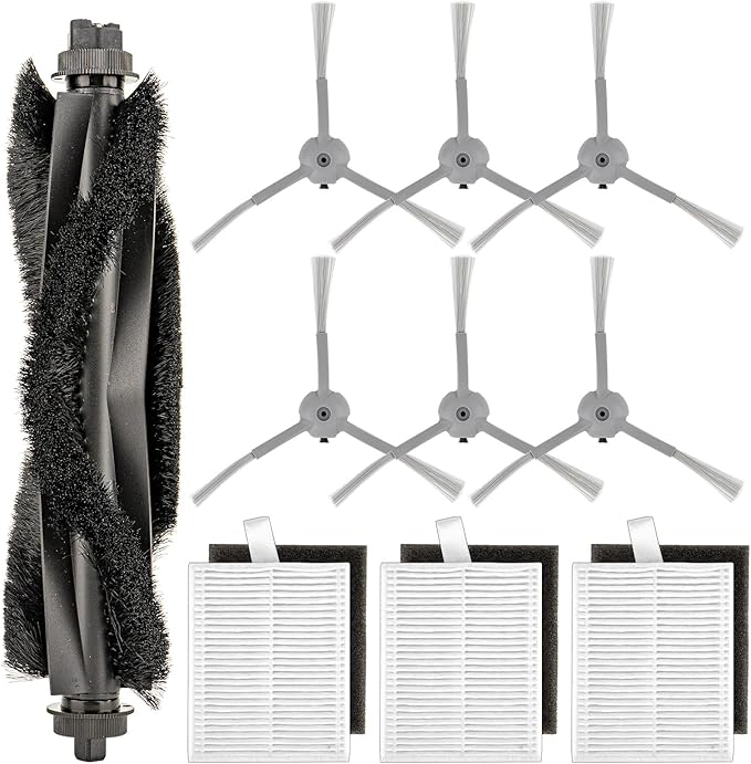 (10 Pack) L60 L50 Replacement Parts Compatible with eufy L60, L60 Hybrid, L60 SES, L50 SES, L50 Series Robot Vacuum, Accessories Kit, 1 Roller Brush, 3 HEPA Filters & Foam Filters, 6 Side Brushes