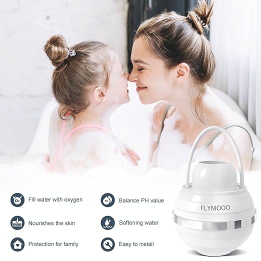 Bath Filter for Tub, Bathtub Faucet Water Filter with 8 Stages & 2,500 Gallons of Filtration to Reduce Contaminants for Softer, Smoother Skin (White)
