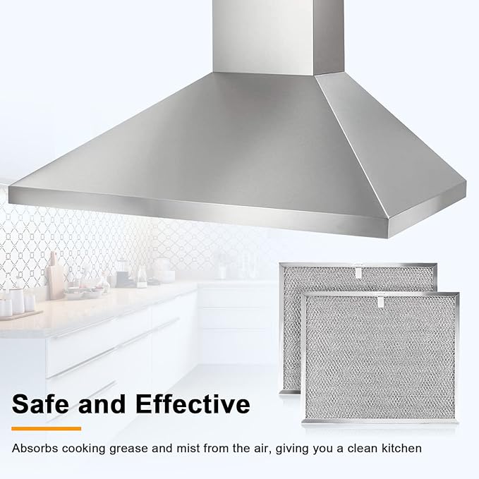 BPS1FA30 99010299 Range Hood Grease Filter 11-3/4" x 14-1/4" x 3/8" Mesh Aluminum Filter fit for B-roan QS1 30" N-utone WS1 QS2 Range Hood Replace S99010305 AP3378953-4 Pack by Fetechmate