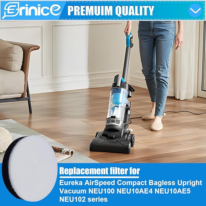 NEU100 Filter Replacement Compatible with Eureka Airspeed Compact Bagless Upright NEU100 NEU10AE4 NEU10AE5 NEU102 Vacuum Cleaner, 6 Foam Filters and 1 Cleaning Brush
