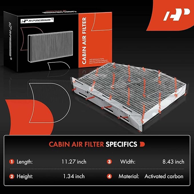 A-Premium Cabin Air Filter with Activated Carbon Compatible with Volkswagen Jetta, Passat, Golf, Tiguan, Beetle, CC, Eos, GTI, Rabbit & Audi A3 Quattro, Q3 Quattro, TT Quattro
