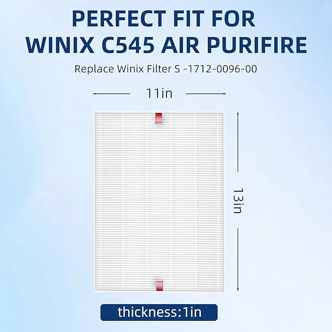 C545 Replacement Filter S for Winix C545 Air Purifier,Replace for Winix Filter S 1712-0096-00 and 2522-0058-00, 4-Pack H13 Ture HEPA Filters by APPLIANCEMATES