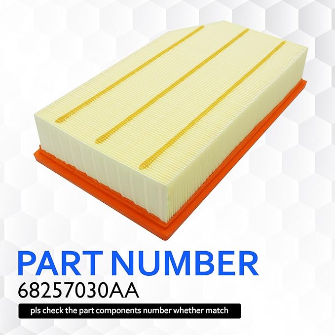 68257030AA Engine Air Filter Compatible With 2018 2019 2020 2021 2022 2023 2024 Jeep Wrangler 2.0L/3.6L, 2020-2024 Jeep Gladiator 3.6L Replacement for AF5277