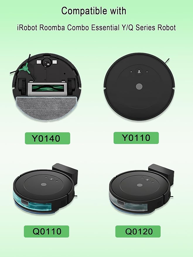 Replacement Parts for iRobot Roomba Essential Q, Y Series, Accessories Kit for 104, 105, Q0120, Q0110, Y0140, Y0110, Y0112, Essential Vac 2 (2 Brushes, 8 Filters, 8 Edge Sweeping Brushes)