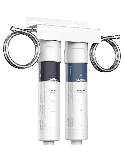 Woder Dual Stage Under Sink Water Filter, Up to 95% Fluoride Removal, Removes PFAS, Lead & Chlorine, Keeps Essential Minerals, WQA Certified, Easy DIY Install, US Made